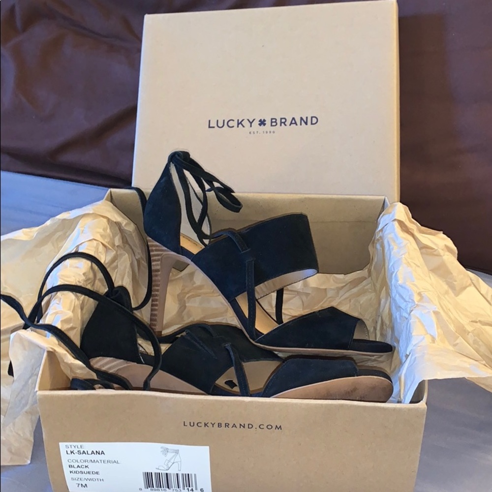Suede Lucky Brand Tie-Up Heels